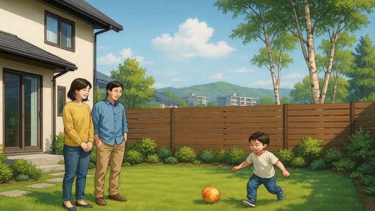 恵庭市の住宅に施工された目隠しフェンスイメージ