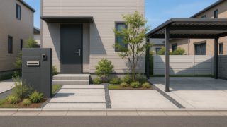 恵庭市の住宅に施工されたおしゃれで安い外構イメージ