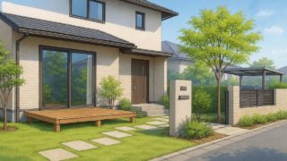 府中市の住宅に施工されたおしゃれで安い外構イメージ