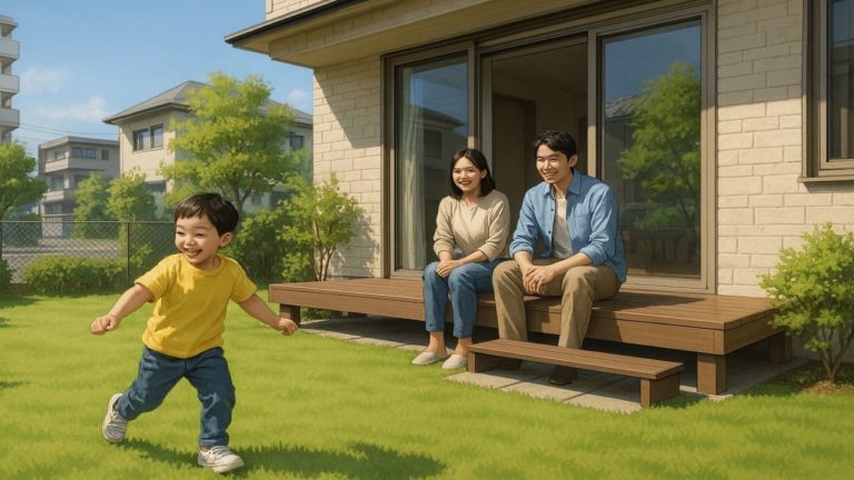 府中市の住宅に施工されたウッドデッキイメージ