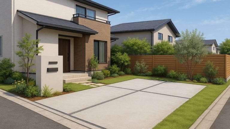 富士市の住宅に施工されたおしゃれで安い外構イメージ