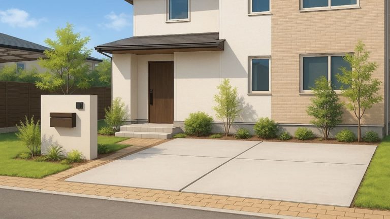 藤枝市の住宅に施工されたおしゃれで安い外構イメージ