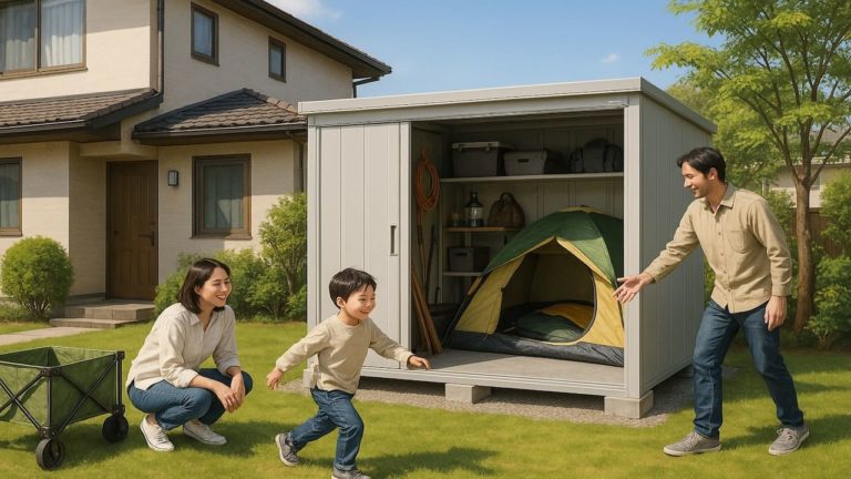 ふじみ野市の住宅に施工された屋外用物置イメージ