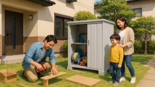 藤沢市の住宅に施工された屋外用物置イメージ