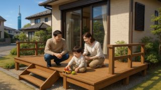 福岡県の住宅に施工されたウッドデッキイメージ