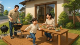 福島県の住宅に施工されたウッドデッキイメージ