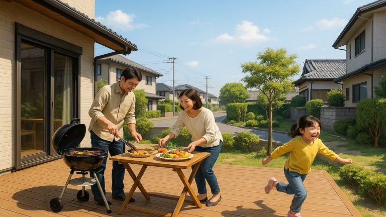 福山市の住宅に施工されたウッドデッキイメージ