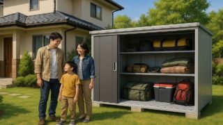 船橋市の住宅に施工された屋外用物置イメージ