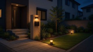 【船橋市】外構を安くてもおしゃれに見せる門柱+植栽プラン 船橋市の住宅に施工されたおしゃれで安い外構イメージ