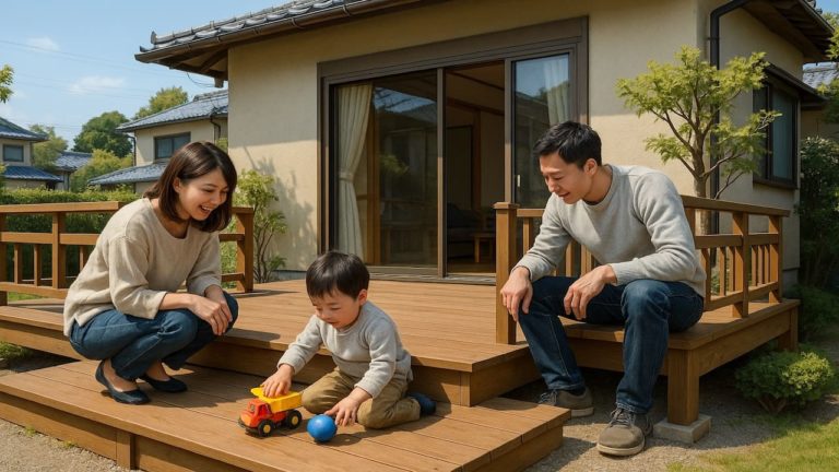 岐阜県の住宅に施工されたウッドデッキイメージ