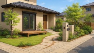 羽曳野市の住宅に施工されたおしゃれで安い外構イメージ