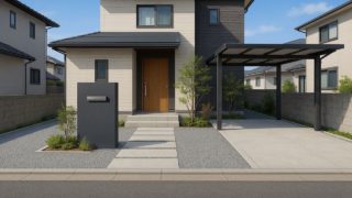 八戸市の住宅に施工されたおしゃれで安い外構イメージ