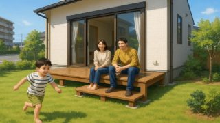 八戸市の住宅に施工されたウッドデッキイメージ