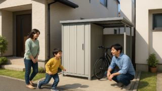 八王子市の住宅に施工された屋外用物置イメージ