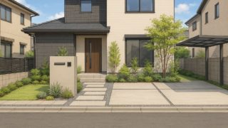 秦野市の住宅に施工されたおしゃれで安い外構イメージ