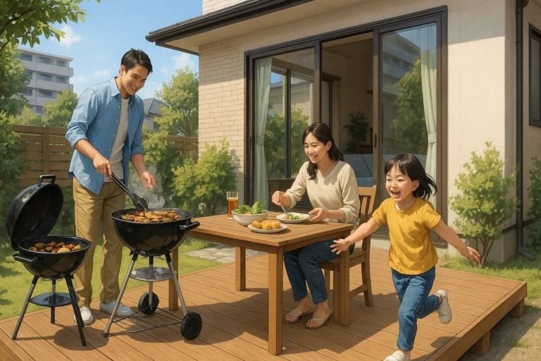 秦野市の住宅に施工されたウッドデッキイメージ