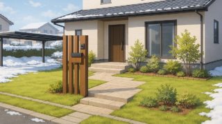 白山市の住宅に施工されたおしゃれで安い外構イメージ