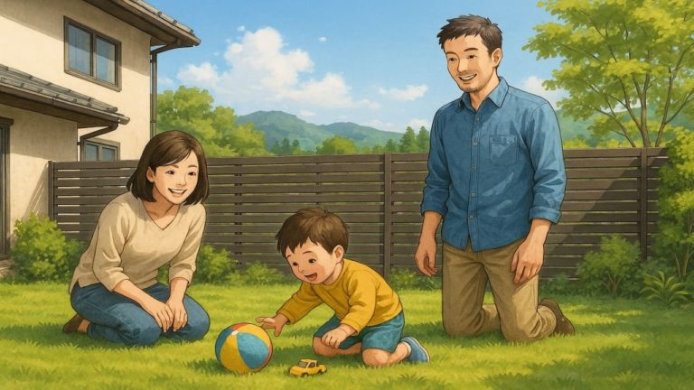 花巻市の住宅に施工された目隠しフェンスイメージ