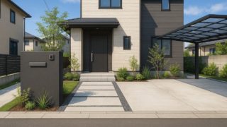 花巻市の住宅に施工されたおしゃれで安い外構イメージ