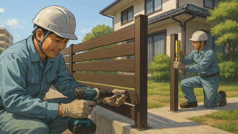 半田市の住宅に施工された目隠しフェンスイメージ