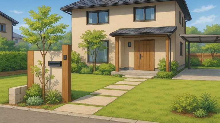 廿日市市の住宅に施工されたおしゃれで安い外構イメージ