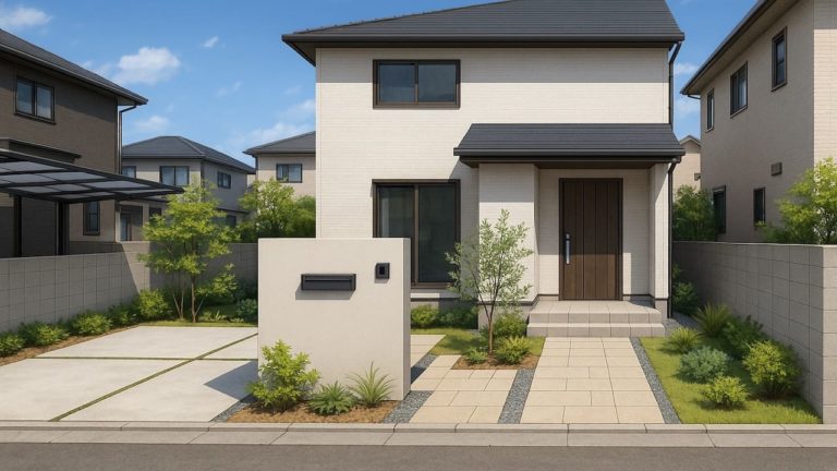 東広島市の住宅に施工されたおしゃれで安い外構イメージ