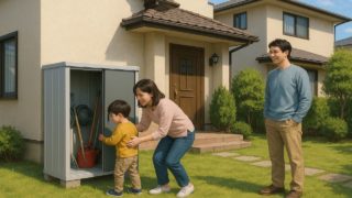 【東村山市】安いのにおしゃれな物置|費用相場とおすすめ業者 東村山市の住宅に施工された屋外用物置イメージ