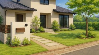 【東近江市】安い×おしゃれを両立する外構の納まり設計 東近江市の住宅に施工されたおしゃれで安い外構イメージ