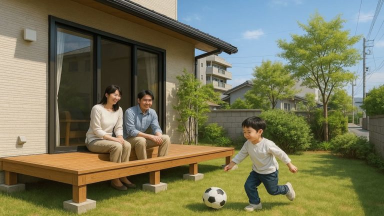 姫路市の住宅に施工されたウッドデッキイメージ