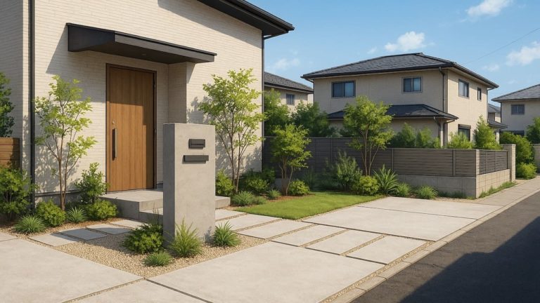 平塚市の住宅に施工されたおしゃれで安い外構イメージ