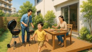 平塚市の住宅に施工されたウッドデッキイメージ