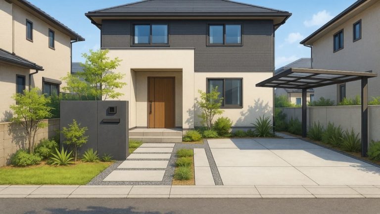 広島県の住宅に施工されたおしゃれで安い外構イメージ