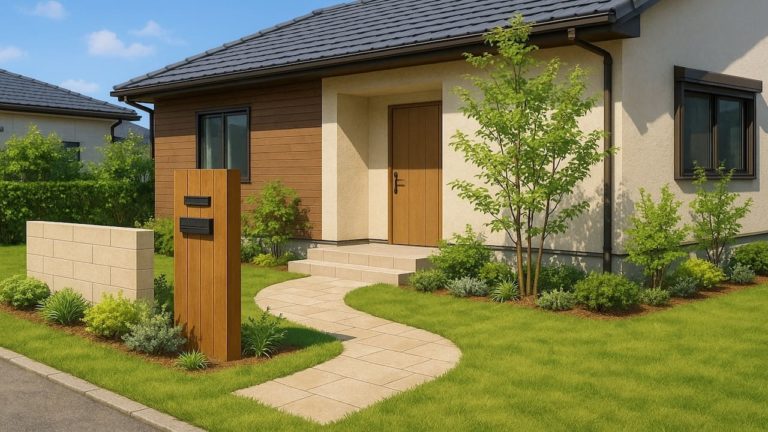 日立市の住宅に施工されたおしゃれで安い外構イメージ