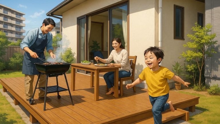 ひたちなか市の住宅に施工されたウッドデッキイメージ