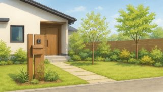 防府市の住宅に施工されたおしゃれで安い外構イメージ