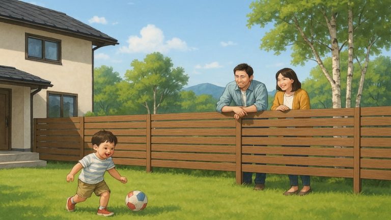 北海道の住宅に施工された目隠しフェンスイメージ