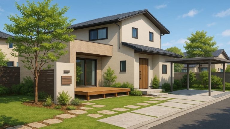 兵庫県の住宅に施工されたおしゃれで安い外構イメージ