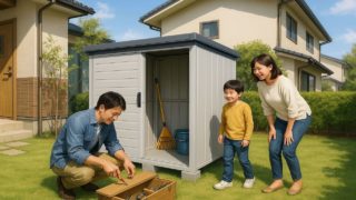 茨城県の住宅に施工された屋外用物置イメージ