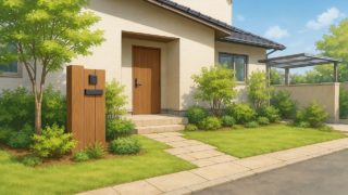 茨城県の住宅に施工されたおしゃれで安い外構イメージ