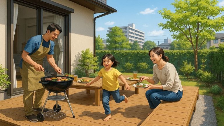 茨城県の住宅に施工されたウッドデッキイメージ