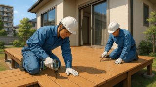 市川市の住宅に施工されたウッドデッキイメージ