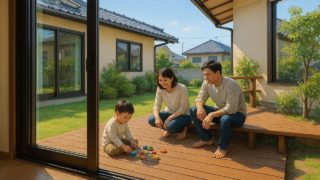 飯塚市の住宅に施工されたウッドデッキイメージ