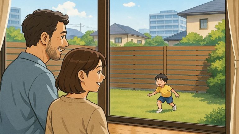 池田市の住宅に施工された目隠しフェンスイメージ