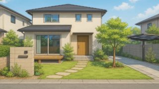 【池田市】外構を安くてもおしゃれに仕立てるラインの工夫 池田市の住宅に施工されたおしゃれで安い外構イメージ