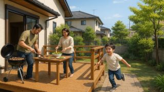 生駒市の住宅に施工されたウッドデッキイメージ