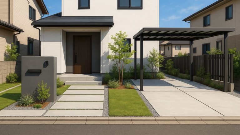 射水市の住宅に施工されたおしゃれで安い外構イメージ