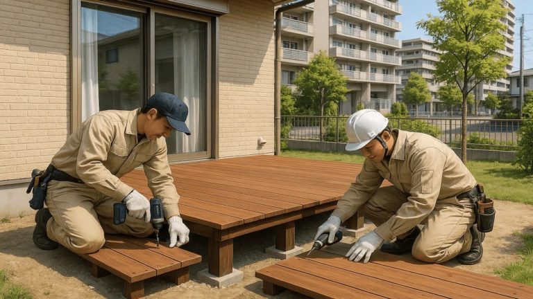 入間市の住宅に施工されたウッドデッキイメージ