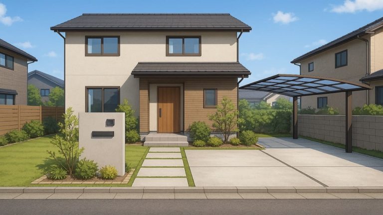 諫早市の住宅に施工されたおしゃれで安い外構イメージ