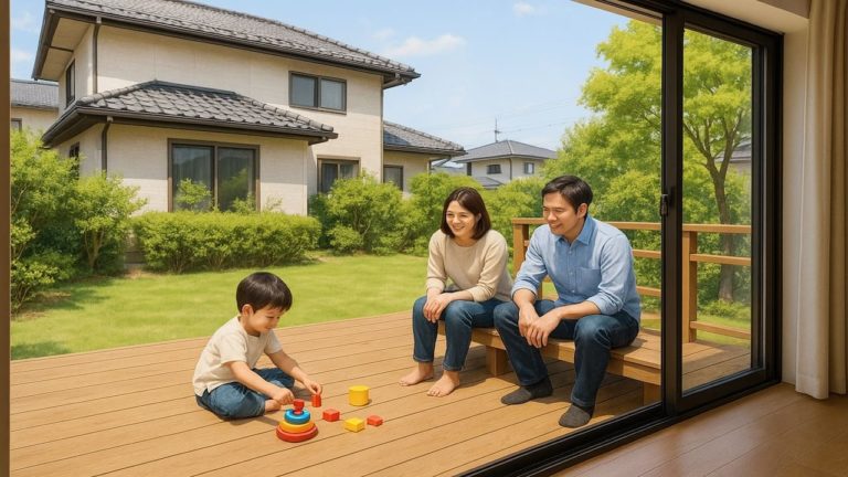 諫早市の住宅に施工されたウッドデッキイメージ