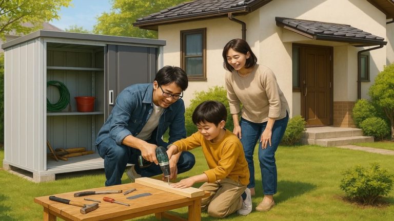 伊勢原市の住宅に施工された屋外用物置イメージ